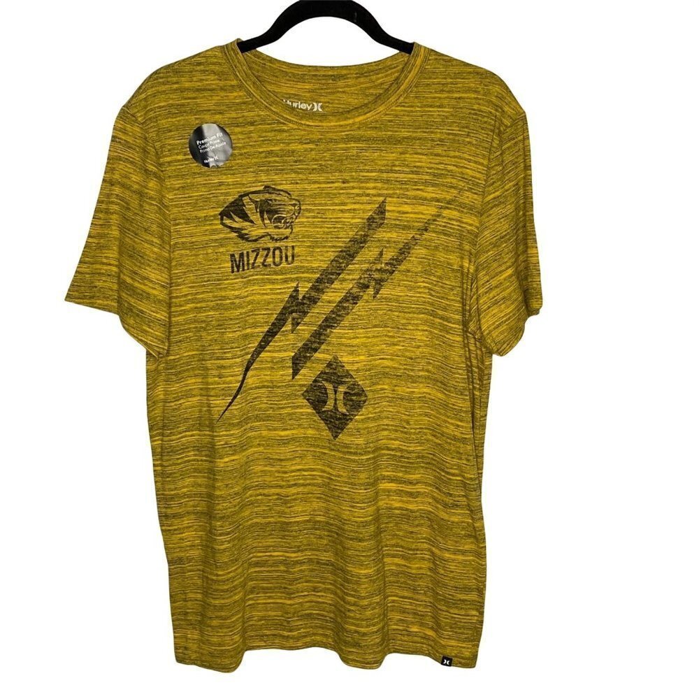 NWOT Hurley Men's Mizzou Short Sleeve Crewneck Tee Yellow Size L Large